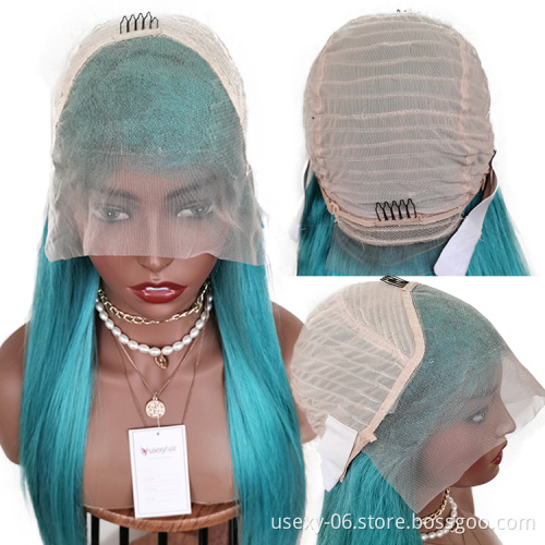 Hot Sale 613 Blonde blue Human Hair Lace Front Wigs 100% Pre Plucked Transparent HD Lace Frontal Wig Colored Brazilian Hair Wig